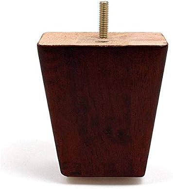 Leg Daddy 4" Dark Finish Square Tapered Pyramid Wooden Sofa Legs, Set of 4, 5/16" Hanger Bolt