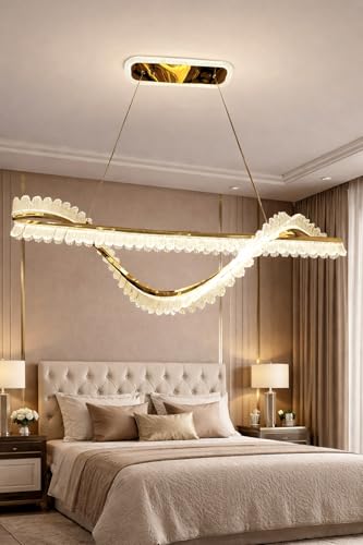 Image of Premium Gold Luxury Led Creative Height Adjustable Three Different Color in One Chandelier | Ceiling Lamp for Bedroom, Living Room, Restaurants, Dining, Coffee Shop,