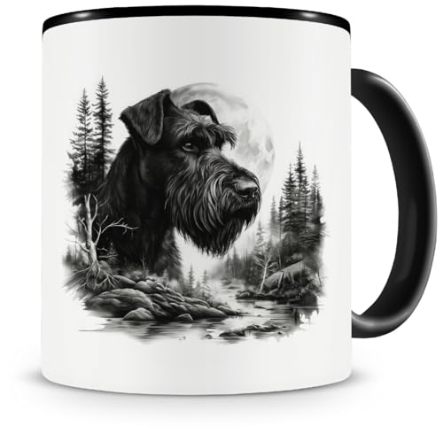 Samunshi Tazza con scritta in lingua tedesca "Gigesenschnauzer im Wald", tazza da tè per i fan dei cani, tazza da caffè divertente per il compleanno per il padrone e la donna"