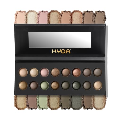 Image of KYDA 16 Colors Baked Eyeshadow Earth Palette, Neutral Earthy Tones Baked Powder Palette with Matte Shimmer Finish, Rich Buildable Pigments, Soft Blendable Creamy Texture, Crease-proof