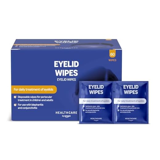 Amazon Basic Care Toallitas limpiadoras de párpados para el tratamiento periocular en adultos y niños, Sin fragancia, 60 Unidad, Paquete de 1