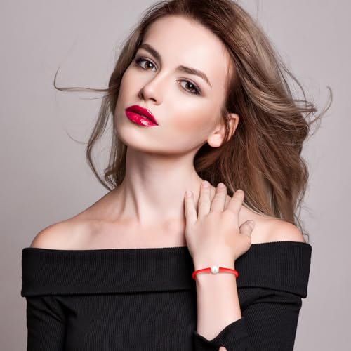 6 Pcs 9-11 mm Silicone Rubber Real Natural Freshwater Pearls Bracelets for Women Womens Charm Bangle Personalized Jewelry Silicone Bracelet Colored Dainty Stretch Mood Rubber Bands, 7.5 Inch2