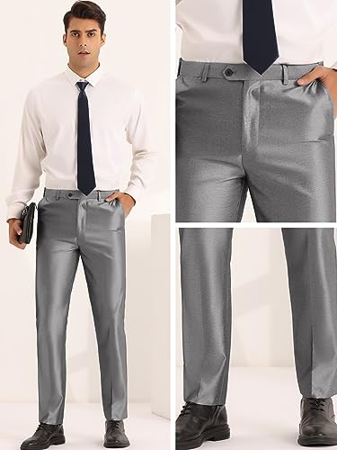 Lars Amadeus Dress Pants for Men's Classic Fit Solid Stretch Flat Front Work Business Trousers4