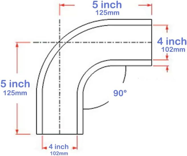 Miniatura 2 de Ucreative Codo de 90 grados Acoplador de 4 capas de alto rendimiento manguera de silicona para identificación del vehículo 4.0 "(102mm)