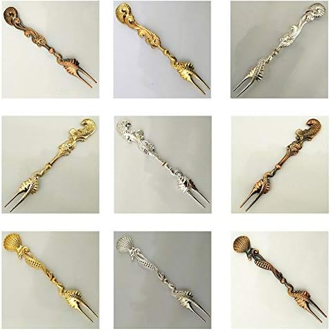 Forks Fruit Fork Bronze Carved Cake Dessert Fork Family Or Party (Color : H) (F)