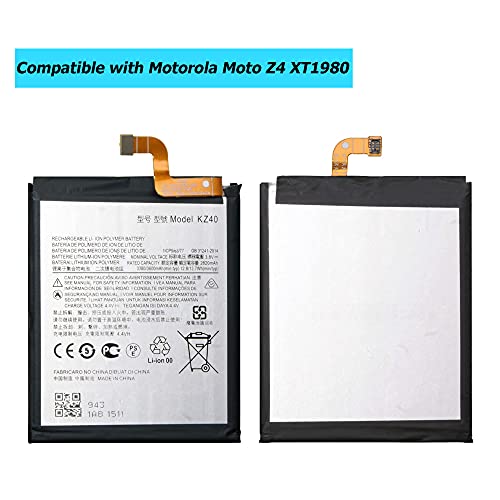 Vvsialeek KZ40 Replacement Battery for Moto Z4 XT1980 with Specialized Toolkit.