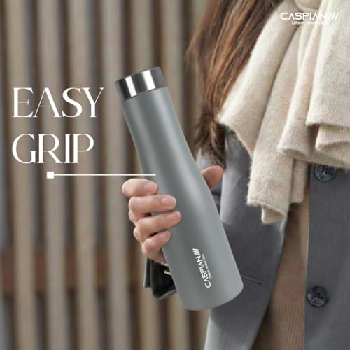 Image of CASPIAN / / / Aqua ISI Certified Stainless Steel Water Bottle (Grey Goose, 1 Litre) | Leak Proof Thunder for Fridge Home Office Travel School Kids Boys Girls Adults Sports Gym Yoga Gift | BPA Free