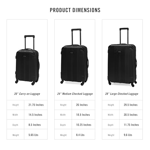 Image of Kenneth Cole REACTION Out of Bounds Lightweight Hardshell 4-Wheel Spinner Luggage, Midnight Black, 2-Piece Set (20 inch & 28 inch)