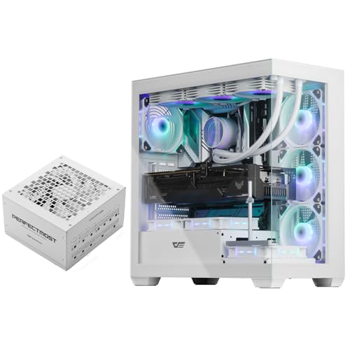 darkFlash DS900 ATX Full View Dual Tempered Glass PC Case + PMT750 Fully Modular ATX Power Supply(White)