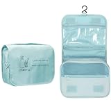 FINPAC Neceser Viaje, Organizador de Cosmético Neceser Maquillaje con Gancho Colgante para Hombre y Mujer (Azul)