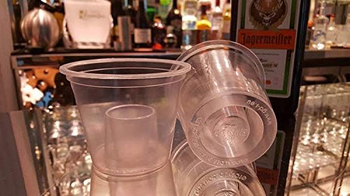 Bomb Cups - 25ml CE Marked clear, polypropylene, crushable, recyclable. Shot cups, Bomb Shotz, Ideal for Red Bull & Jagermeister (Pack of 50)