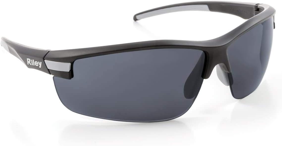Riley Sisini Sport Style Lightweight Safety Sunglasses Industrial Work and Sport Eyewear with a Soft PVC Nose Bridge (Black