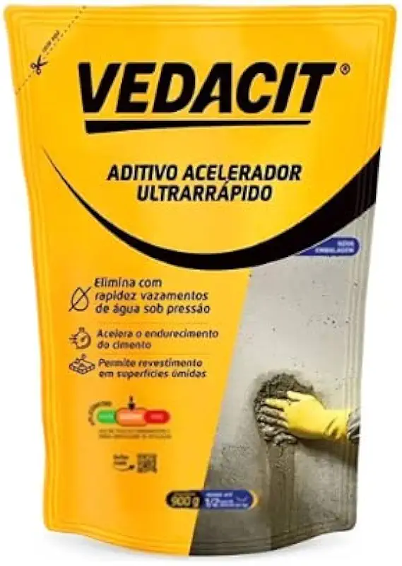 Vedacit Rapidissimo 1/4 900ml Argamassa Concreto Acelerador