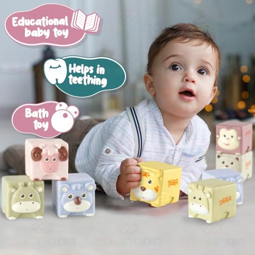 Image of Wembley Soft Baby Bath Set 6 Pcs Squeezable Floating Animal Toy for Kids Safe BPA-Free Educational Sensory Play Supports Motor Skills & Hand-Eye Coordination Fun Learning Teething Aid