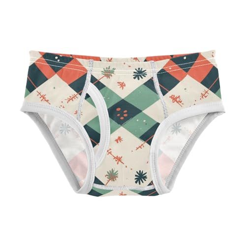 KLL Buffalo Plaid Green Black Toddler Boys' Pure Cotton Underwear Briefs Breathable Children Panties