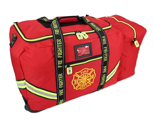 Lightning X Fireman's Value Edition XL Firefighter Step-in Turnout Gear Bag w/Wheels, Helmet Pocket and Custom Embroidered Name - RED4