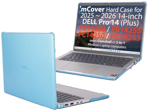 mCover Case ONLY Compatible for 2025-2026 14 Dell Pro 14 Plus PB14250 PB14255 and Pro 14 PC14250 PC14255 Windows PC (NOT Fitting Any Other Dell Models)- Aqua