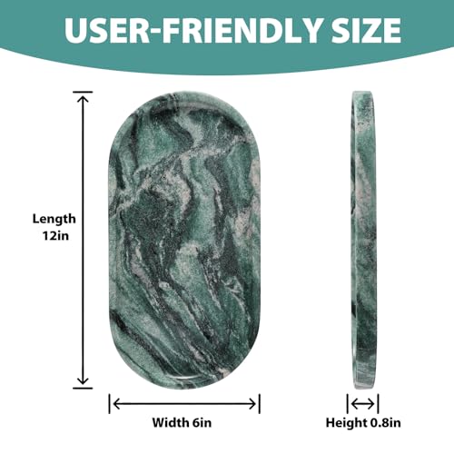 Image of Koville Norway Natural Marble Tray, 12 inchx6 inch Vanity Decorative Tray for Countertop Organizer, Catchall Tray for Perfume, Candles, Jewelry Dish