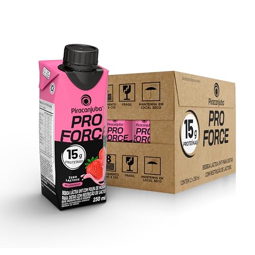Piracanjuba ProForce 15g de Proteínas Zero Lactose Sabor Morango - 12 Unidades de 250ml