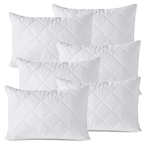 LSC - Juego de 6 Protectores de Almohada, Acolchados, Ultra Suaves, antialérgicos, Transpirables y cómodos, de Microfibra, Color Blanco, 48 x 74 cm (Paquete de 6)