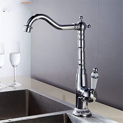 Grifo monomando cromado con caño giratorio de 360 grados para lavabo de baño de estilo retro
