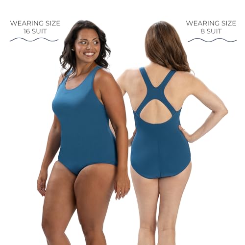 Dolfin Aquashape Conservative Lap Swim Suit | Chlorine-Resistant Women's One-Piece Training Swimsuit with Built-in Shelf Bra | Ideal for Lap Swimming, Water Aerobics, and Aquatic Fitness (Navy, 18) by Dolfin - Used condition - Image 4