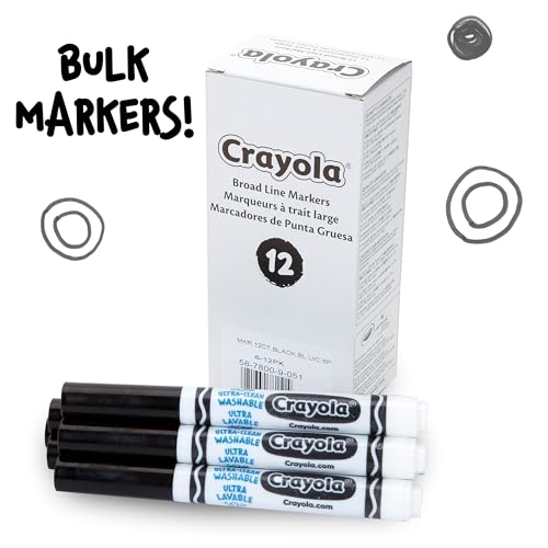 image for Crayola Washable Markers for Kids - Black (12ct), Bulk Broad Line Mark
