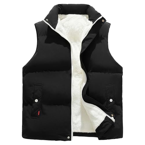 Gilet duvet épais pour homme avec doublure laine et col montant chaud pour l'hiver