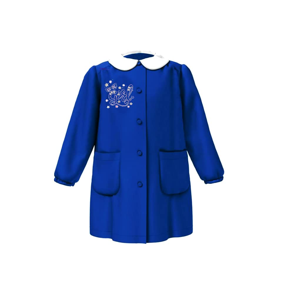 Siggi Grembiule Scuola Elementare Blu Bambina Colletto Bianco Removibile Graziosi Ricami Variabili Omaggio Incluso Egidio