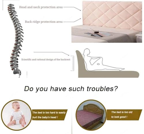 Aumarndi Copri Testiera Del Letto Copritestiera Imbottita Fodera Per Letto Matrimoniale Cuscini Testata Letto Matrimoniale Ferro Battuto Fodera In Tessuto, Protettiva, Imbottito,Rosso-160Cm - 6
