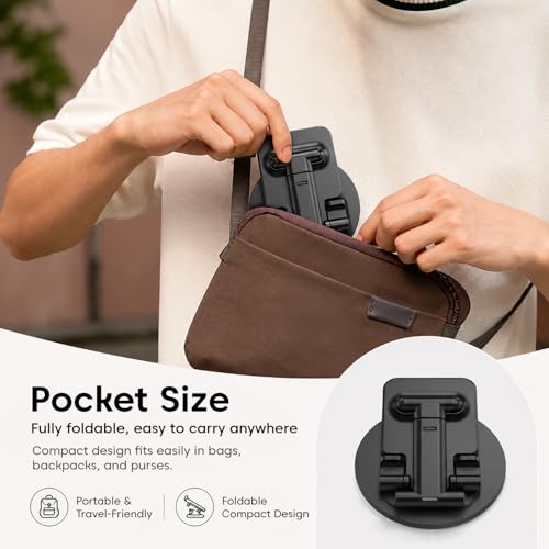 Image of Sounce Adjustable Mobile Stand for Desk | 360 Rotation, Stable Metallic Base | Portable Phone Holder Tripod for Recording | Compatible with Smartphone, Tablet, iPad & Kindle (Black)