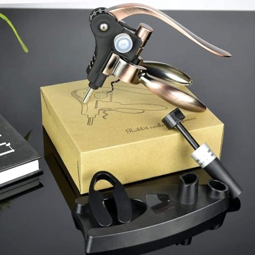 Weinflaschenöffner,Professioneller Korkenzieher Weinöffner, manueller Handhebel, Korkenzieher mit ergonomischer Hebelpumpe, Spirale, Kaninchen-Stil