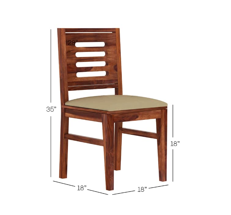 Image of Dining Table 2 Seater with 2 Chair and 1 Table, Sheesham Wood Dining Chairs Set of 2, Wooden Dining Set 2 Seater for Hotel Kitchen Restaurant Natural Brown