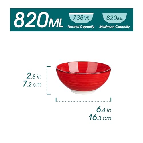 vancasso Bonita Cereal Bowls Set of 6, 27 oz/820 ml Ceramic Soup Bowls, Serving Bowls for Salad, Noodle, Porridge, Rice, Dishwasher & Microwave Safe, Warm Color - Image 3