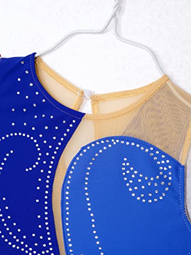 Chictry Girls Professional Figure Skating Dress Rhinestone Sleeveless Ice Skating Competition Dress Blue 16 Years #TOP5