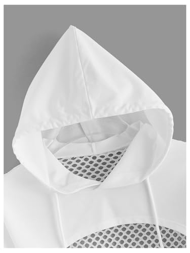 SHENHE Women's Fishnet Long Sleeve Drawstring High Low Workout Hoodie Crop Tops3