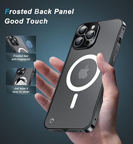 Hikerclub Cover For Iphone 12 Pro Max Case Compatible With Mag Safe Charger - Slim Frosted Pc Back Metal Frame Bumper Military-Grade Protection Case,Green Iphone 12 Pro Max #TOP1