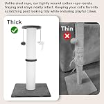 Cat Scratching Post 34 Inches Heavy Duty and Thicker Cat Scratching Post Cotton Rope with Hanging Ball and Mice Scratching Post for Indoor Cats and Adult(Grey) - Image 3