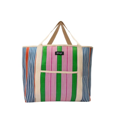 Sac à motif rayé aux couleurs vert et violet Mr. Wonderful avec anses
