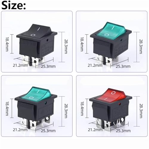 Interruptor basculante KCD4 2 posiciones 16A 250VAC de 6 pines para paneles electricos 3