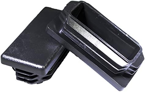 Prescott Plastics 3/4" x 1 1/2” Ribbed Plastic Hole Caps, Rectangular Black Metal Tubing End Caps, Strong Indoor Outdoor & Furniture Leg Inserts, Impact & Weather Resistant, Made in the USA - 10 Pack