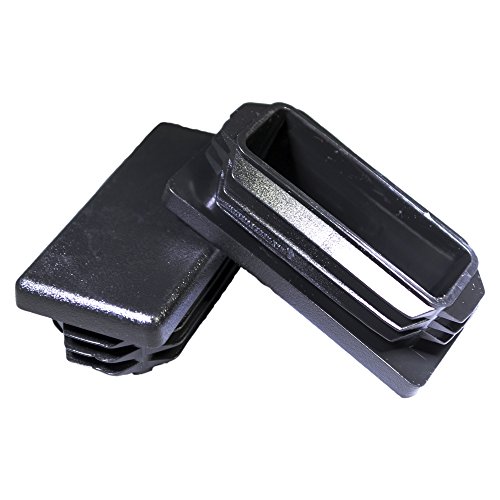 Prescott Plastics 0.75 x 1.5 Inch Rectangle Plastic Plug Insert (10 Pack), Black End Cap for Metal Tubing, Fence, Glide Insert for Pipe Post, Chairs and Furnitures