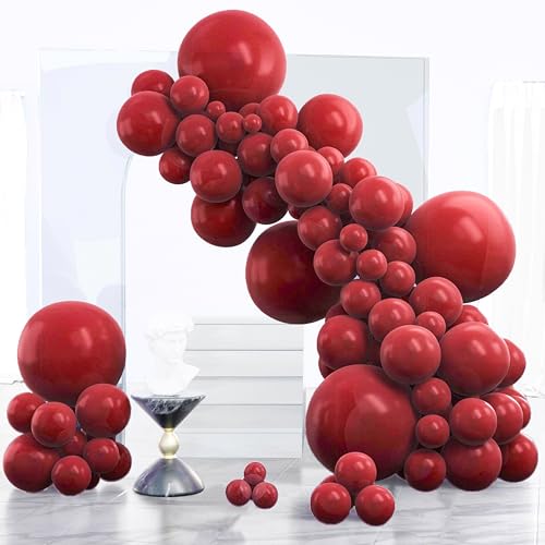 PartyWoo Burgundy Balloons 120 pcs Different Sizes of 18 12 10 5 Inch Dark Chestnut Red Maroon Balloon Arch Kit Garland for Birthday Graduation Anniversary Cherry Casino Party Decorations Red-Y62