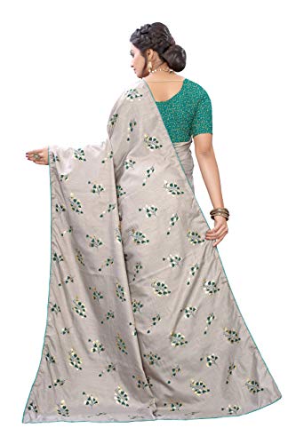 Image of AKHILAM Silk Blend Women's Floral Brocade Saree With Unstitched Boluse Piece(Srdh37 Parent)