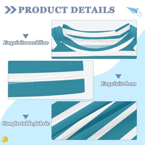 Stripe Blue Girls Bathing Suit UV Protection Work Out Clothes Swimwear Beach Tops 3T3