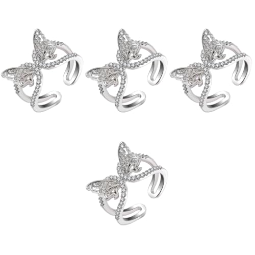 DEARMAMY 4 Piezas Anillo Calado decoración marina decoración de muñecas anillo decorativo mujer anillo mujer joya anillo de dedo de las mujeres anillos para niñas aleación Silver