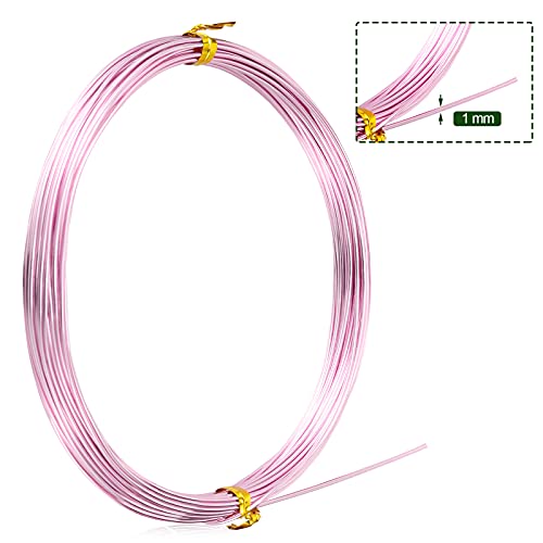 Image of TecUnite Aluminum Craft Wire for Sculpting Armature Bendable Craft Wire for DIY Jewelry Making(Light Pink, 10 M X 1 mm, 1 Roll)