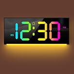 AGEK Digital Wall Clock Large Display, Alarm Clock with 12 RGB Colors Changing Remote Control, 13" LED Clocks with Night Lights for Living Room Bedroom Office Home Decor