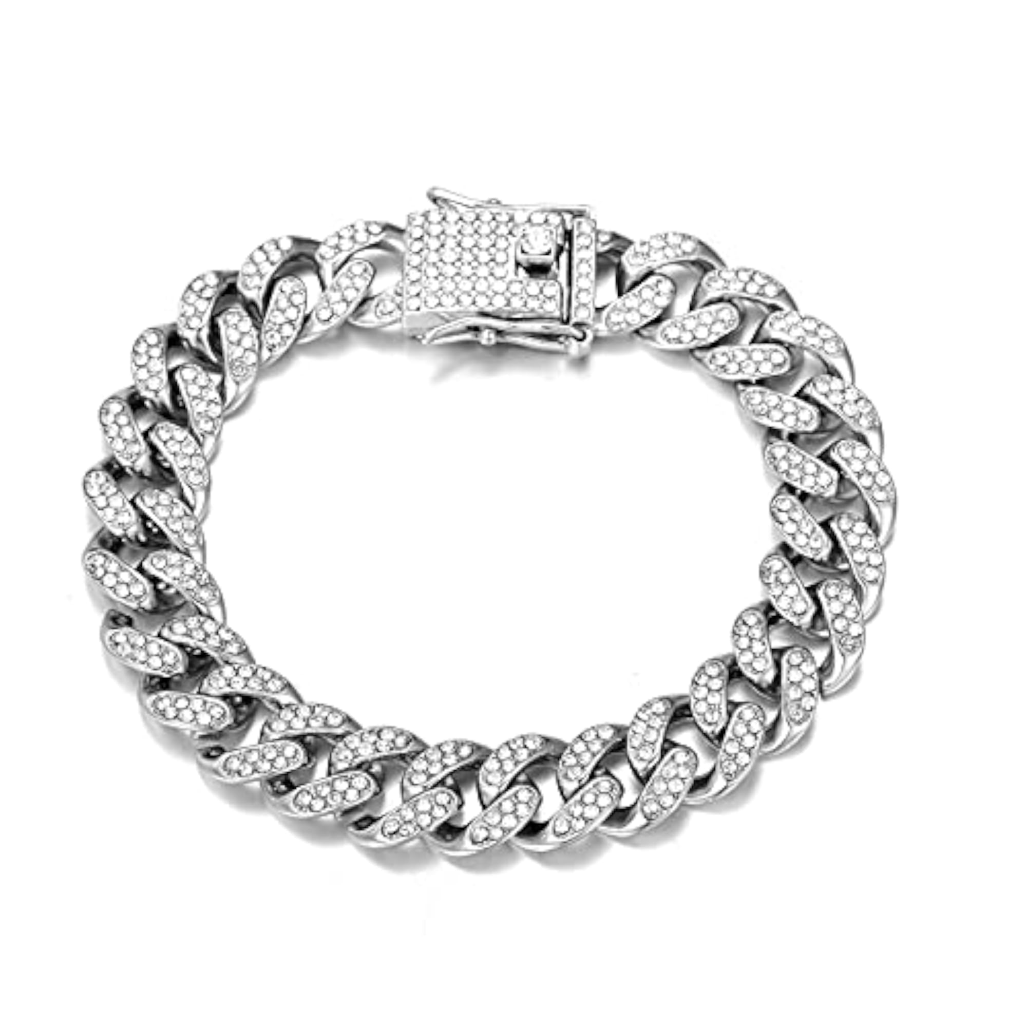 Iced Out Cuban Zirconia Bracelet, Hip Hop Style