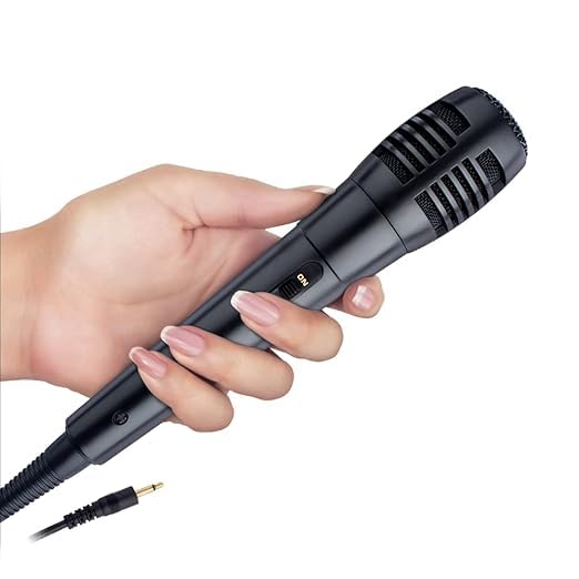 VRJTEC Dynamic Handheld Wired Microphone Comes with Unidirectional Design & Premium Metal Built with 3M Cable for Singing, Public Meetings, Studio Recording, Live Show, Party, Wedding (Black-Color)